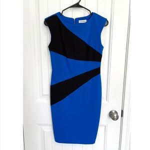 Calvin Klein | Blue + Black Cap Sleeve Dress